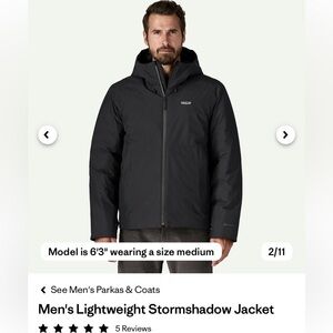 NWT! Men’s Patagonia lightweight stormshadow parka. Size medium. Black